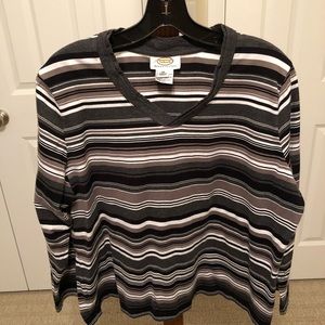 Talbots Petite V-Neck Striped Top